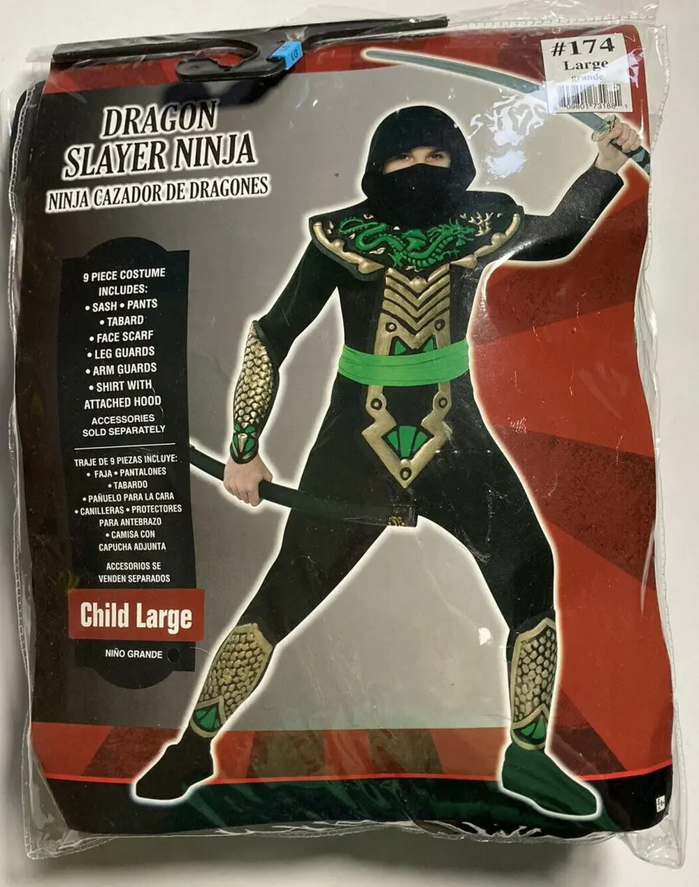 Dragon Slayer Ninja Halloween Costume. 9 Pieces. Child Size Large (12-14). EUC